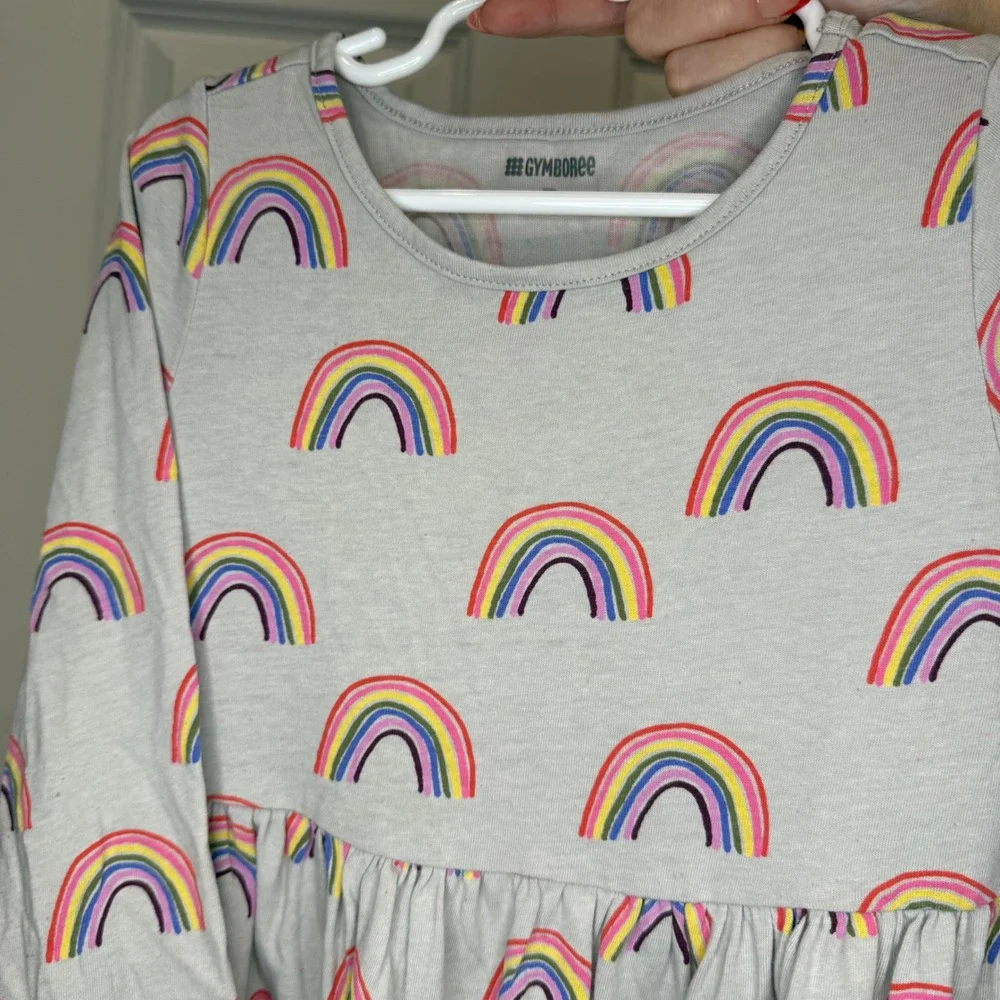 Gymboree Girls Rainbow‎ Long Sleeve Dress Size 3T Gray